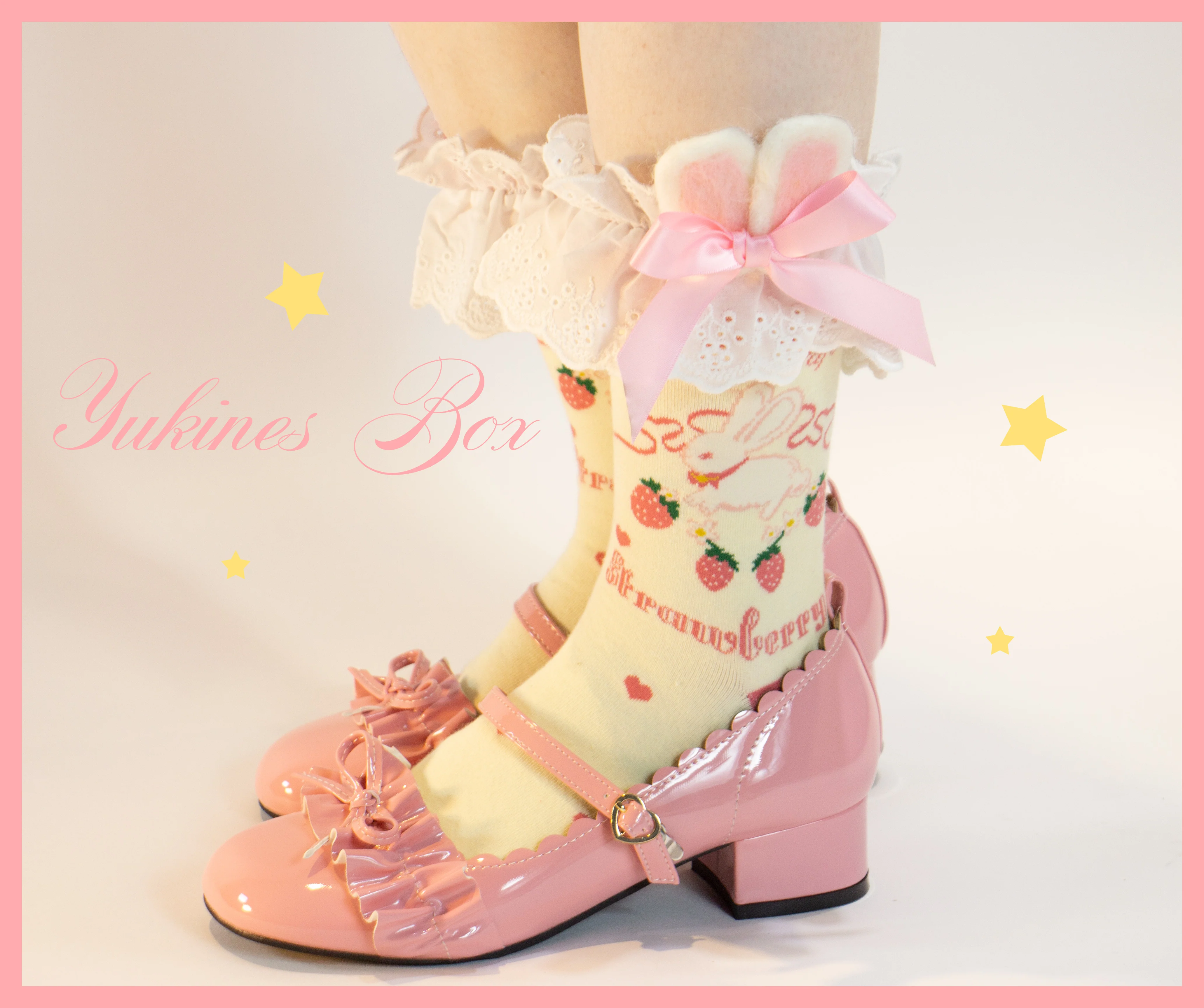 Kawaii Lolita Strawberry Bunny Print Socks - Image 22