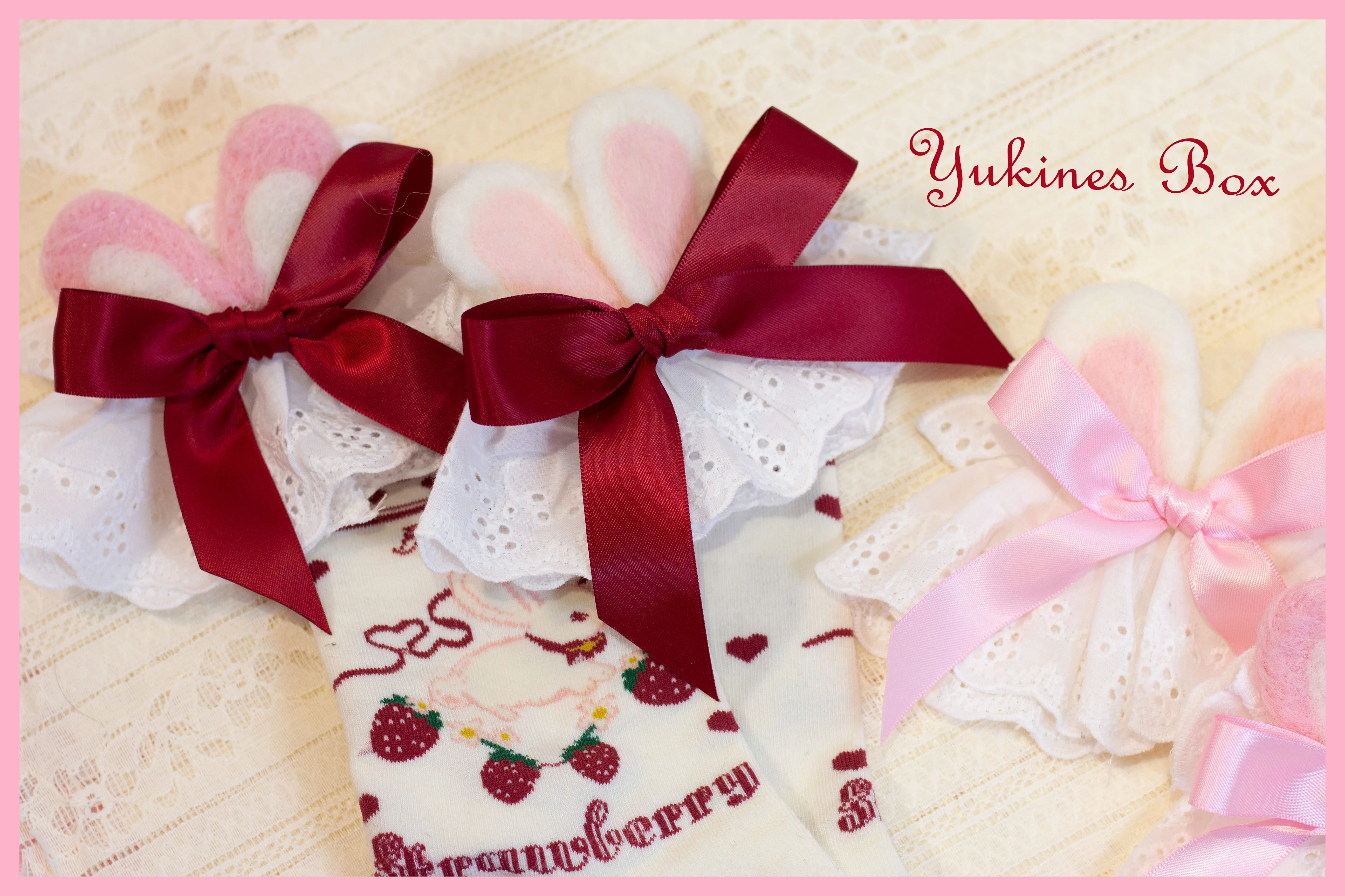 Kawaii Lolita Strawberry Bunny Print Socks - Image 28