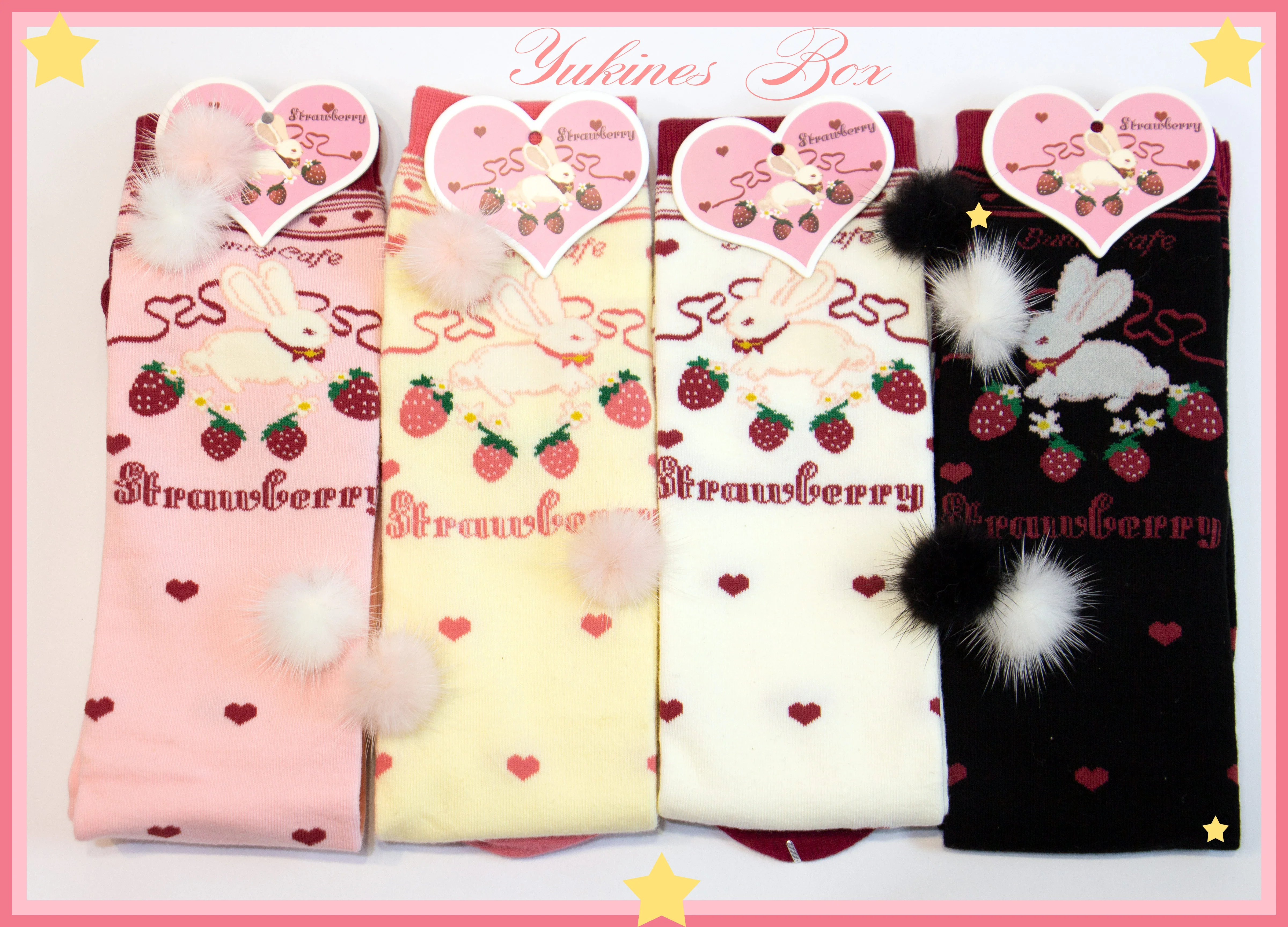 Kawaii Lolita Strawberry Bunny Print Socks - Image 5