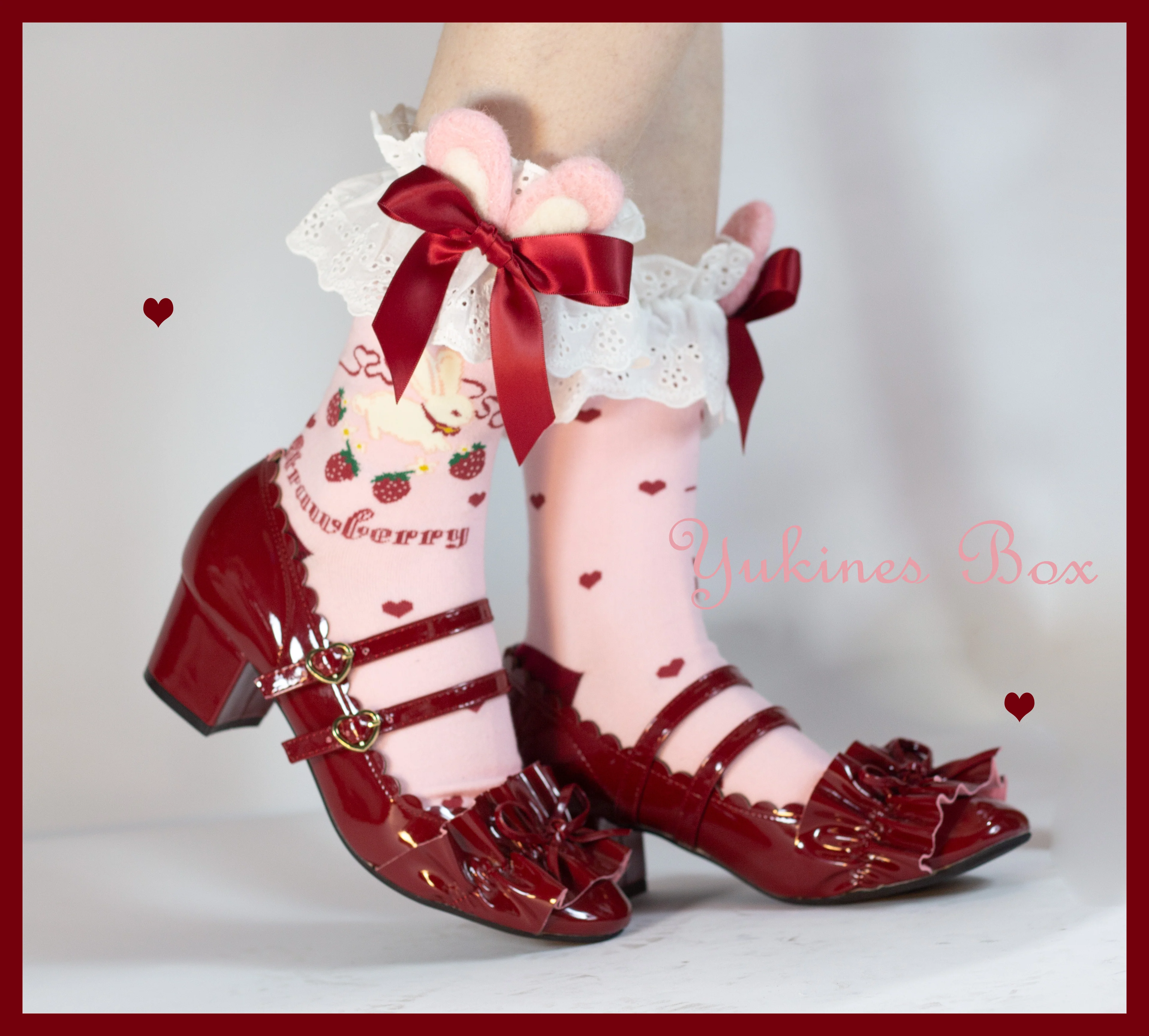 Kawaii Lolita Strawberry Bunny Print Socks - Image 8