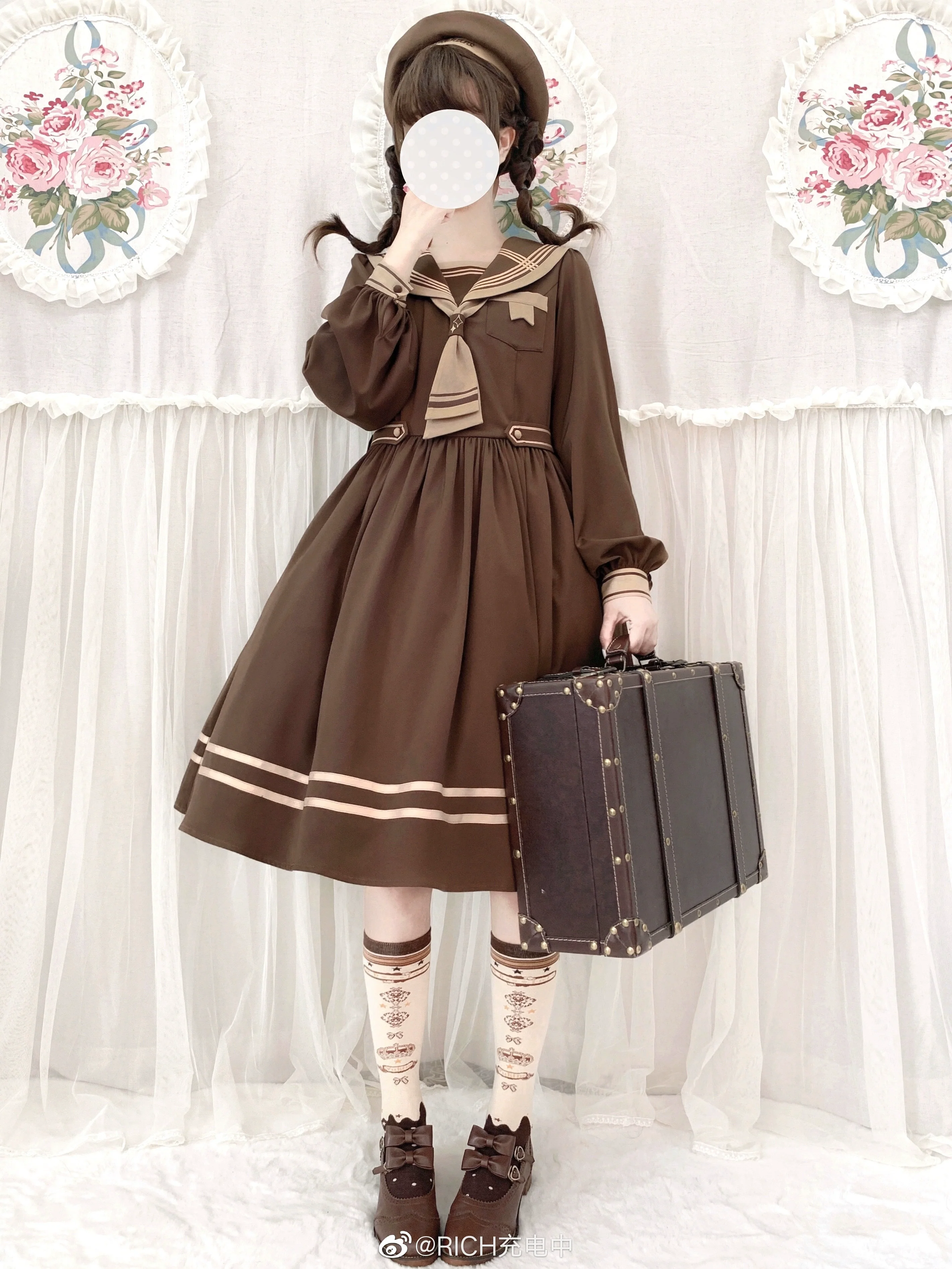 Retro Lolita Chocolate Color Cotton Socks - Image 18