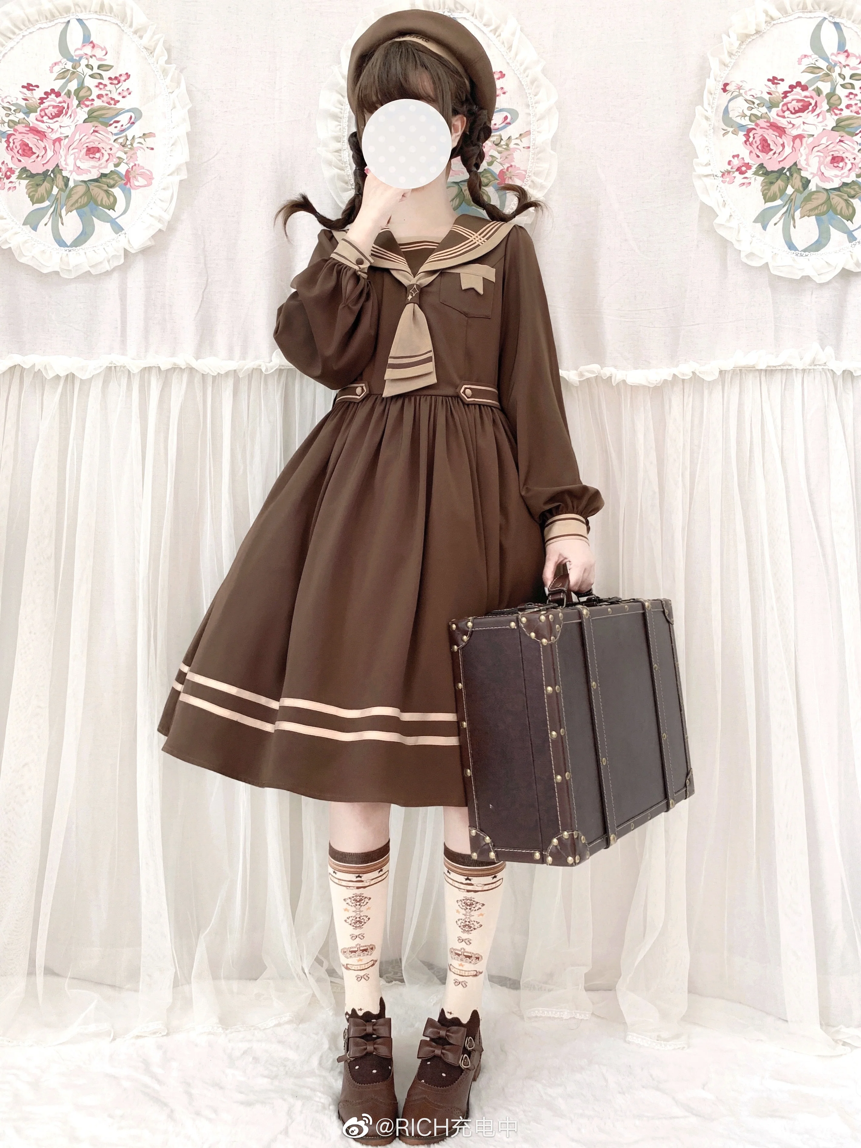 Retro Lolita Chocolate Color Cotton Socks - Image 20