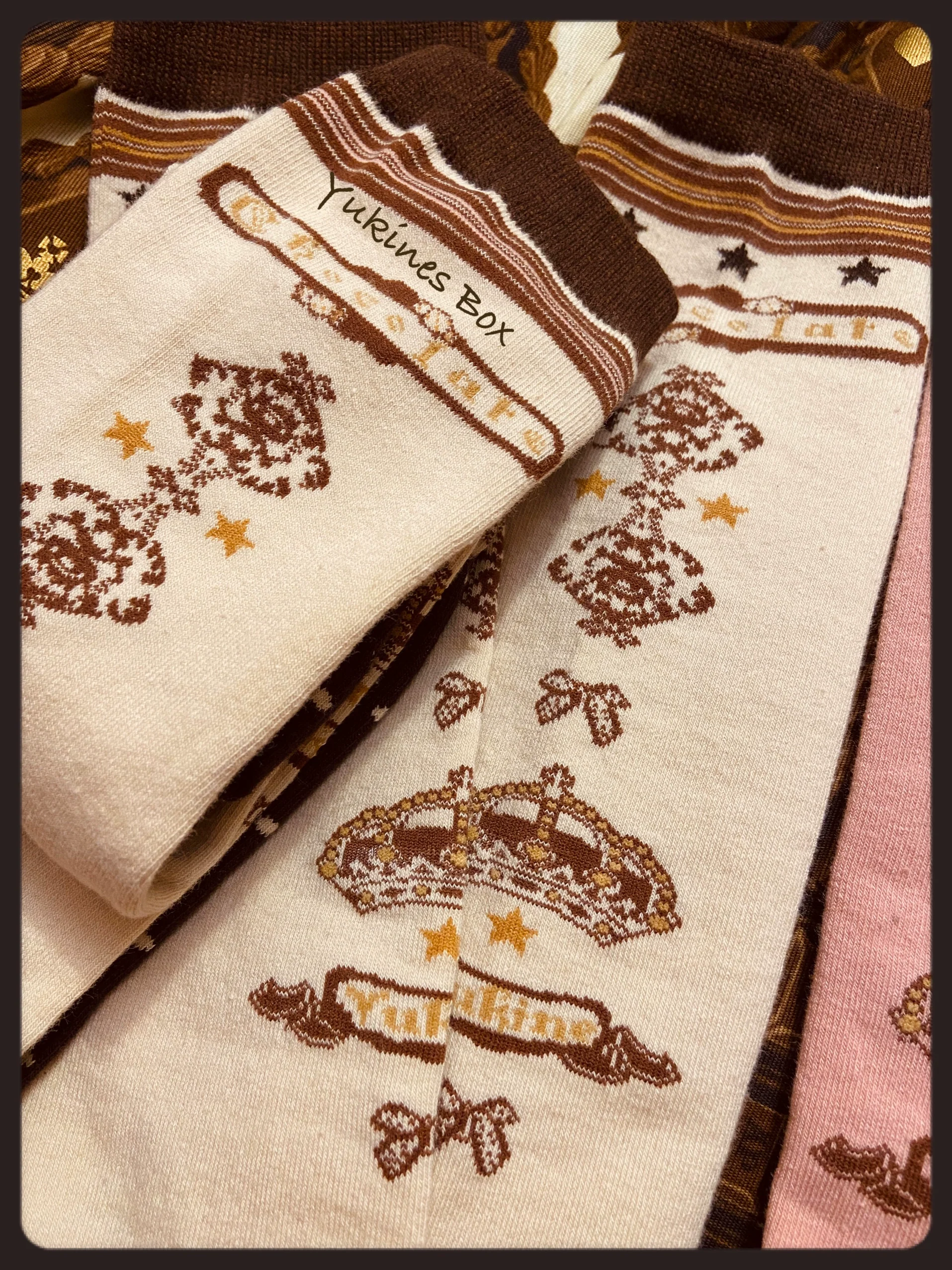Retro Lolita Chocolate Color Cotton Socks - Image 28